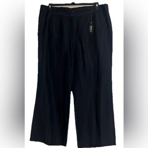 Lane Bryant Pants Sz 24 Linen Blend Pleated Waist Band Side Wide Leg Vacation